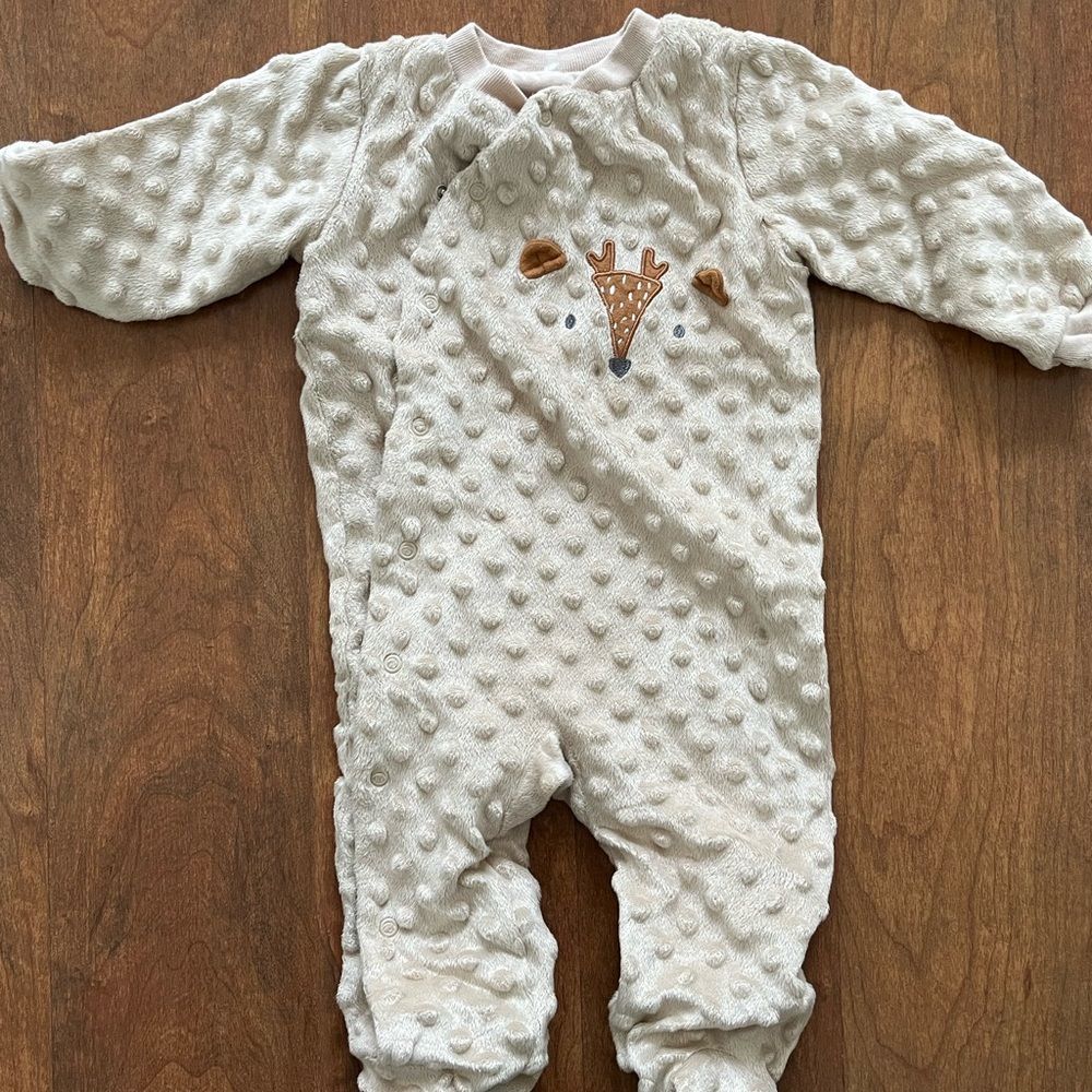 Adorable Cream Reindeer Kids One Piece